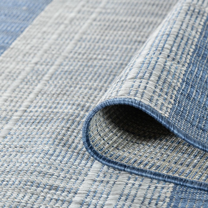 Maryland Blessy Blue Striped Indoor/Outdoor Area Rug