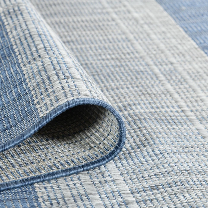Maryland Blessy Blue Striped Indoor/Outdoor Area Rug