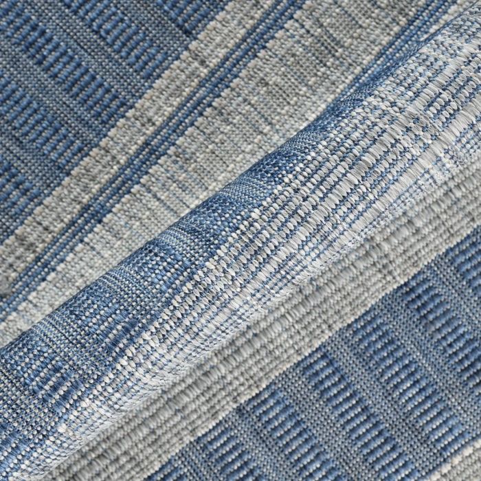 Maryland Blessy Blue Striped Indoor/Outdoor Area Rug