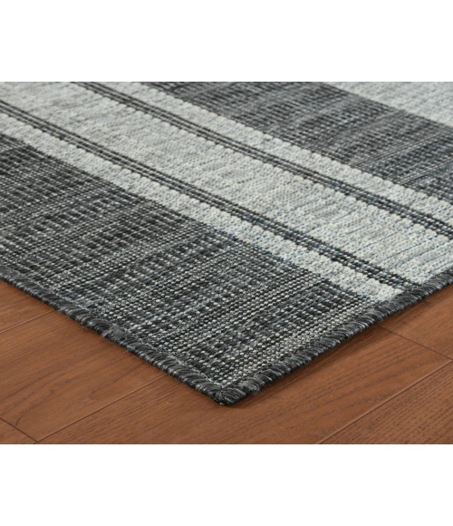 Maryland Blessy Silver Striped Indoor/Outdoor Area Rug