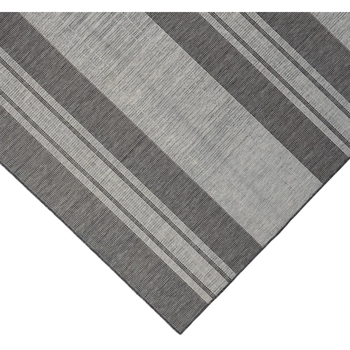 Maryland Blessy Silver Striped Indoor/Outdoor Area Rug