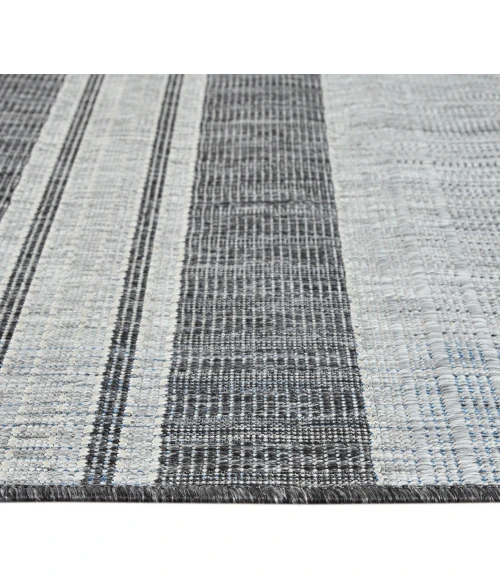 Maryland Blessy Silver Striped Indoor/Outdoor Area Rug