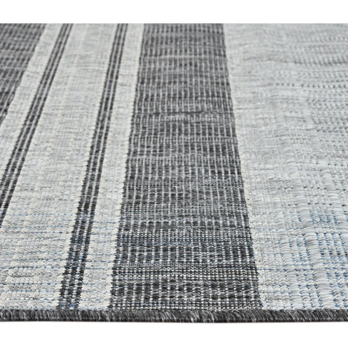 Maryland Blessy Silver Striped Indoor/Outdoor Area Rug