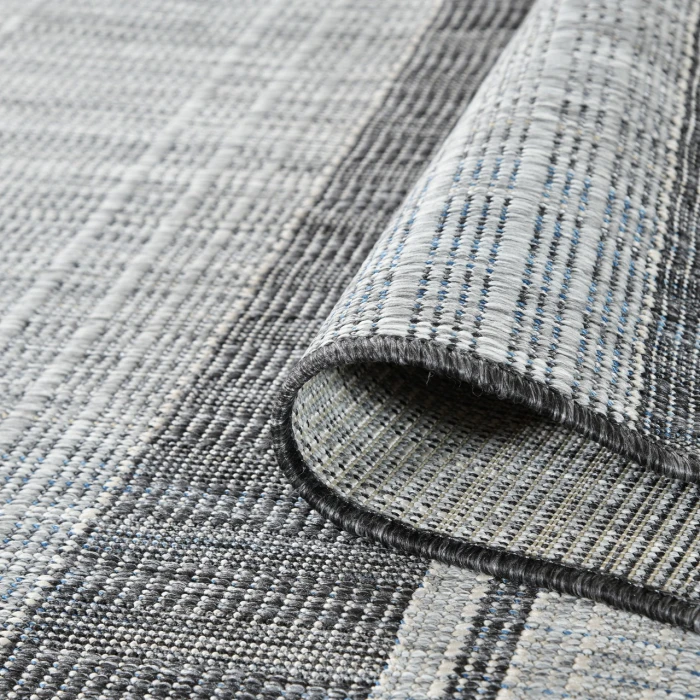 Maryland Blessy Silver Striped Indoor/Outdoor Area Rug