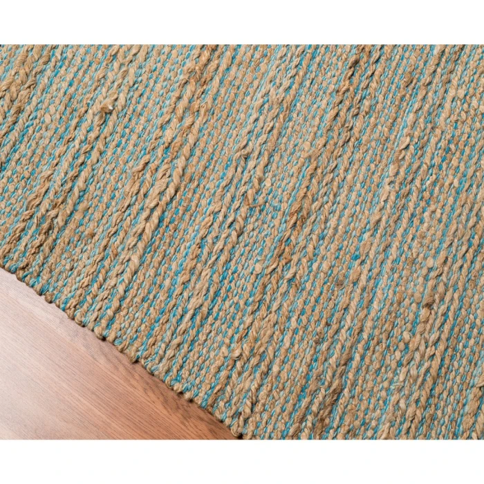 Amer Naturals Sinclair Blue Organic Jute/Cotton Flatweave Area Rug 3'x5'