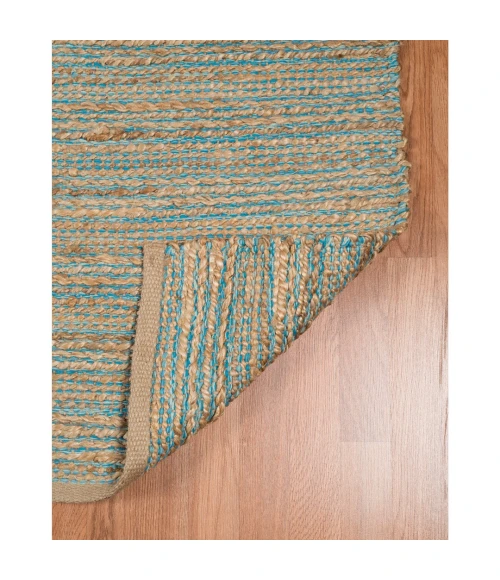 Amer Naturals Sinclair Blue Organic Jute/Cotton Flatweave Area Rug 8'x10'