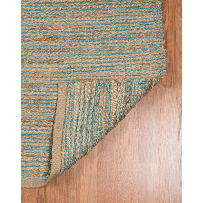 Amer Naturals Sinclair Blue Organic Jute/Cotton Flatweave Area Rug 3'x5'