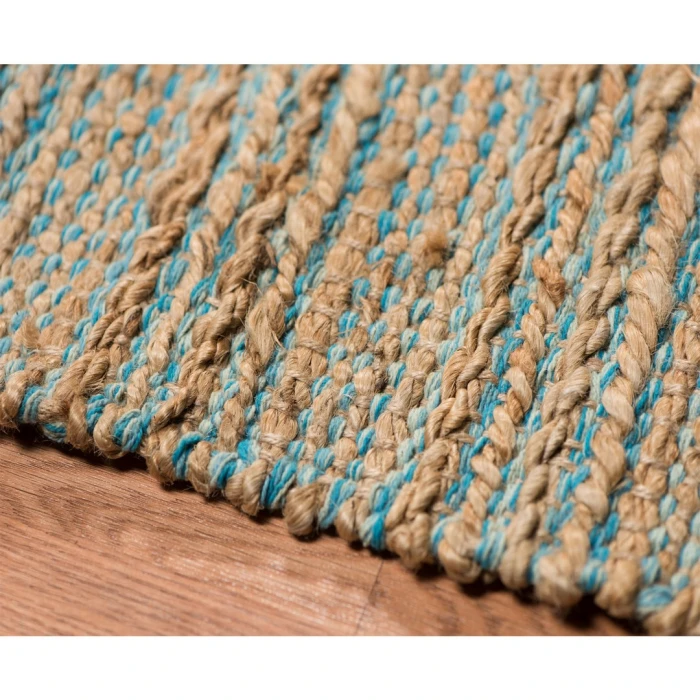 Amer Naturals Sinclair Blue Organic Jute/Cotton Flatweave Area Rug 3'x5'