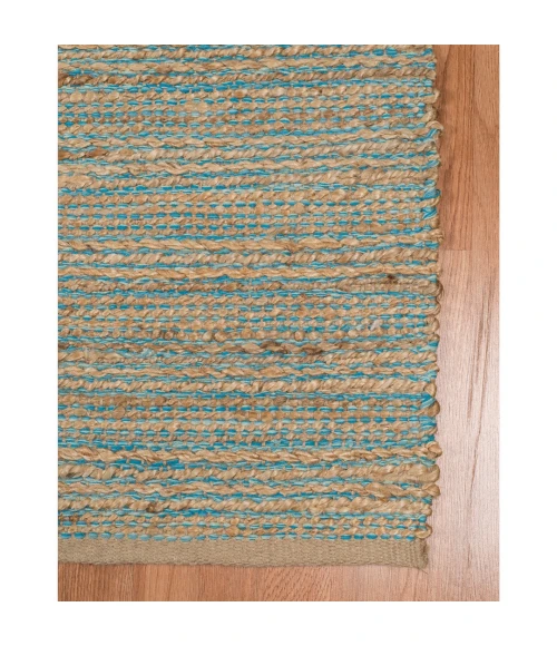 Amer Naturals Sinclair Blue Organic Jute/Cotton Flatweave Area Rug 8'x10'
