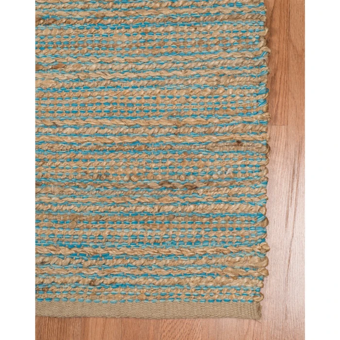 Amer Naturals Sinclair Blue Organic Jute/Cotton Flatweave Area Rug 3'x5'