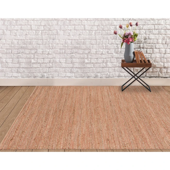 Amer Naturals Sinclair Orange Organic Jute/Cotton Flatweave Area Rug 2'x3'