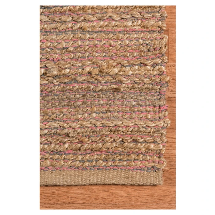 Amer Naturals Sinclair Pink Organic Jute/Cotton Flatweave Area Rug 3'x5'