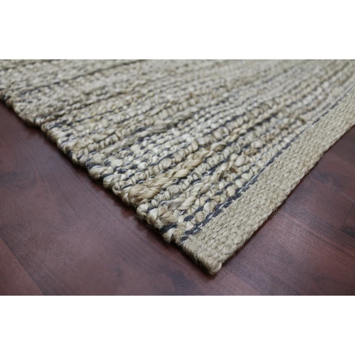 Amer Naturals Sinclair Dark Gray Organic Jute/Cotton Flatweave Area Rug 3'x5'