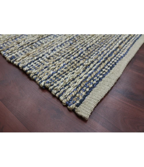 Amer Naturals Sinclair Navy Organic Jute/Cotton Flatweave Area Rug 8'x10'