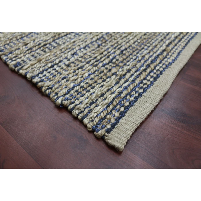 Amer Naturals Sinclair Navy Organic Jute/Cotton Flatweave Area Rug 3'x5'