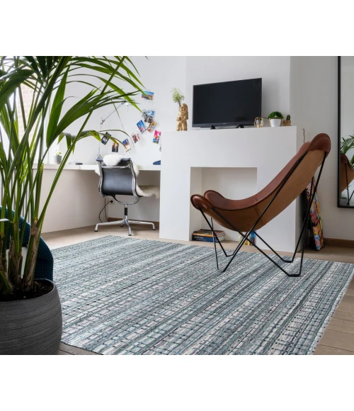 Amer Paradise Lorette Gray/Blue Hand-Woven Wool Blend Area Rug 2'x3'