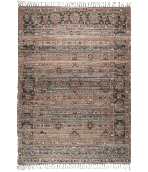Amer Prairie Hays Blue/Green Jute/Polyester Flatweave Area Rug 5'x7'6"