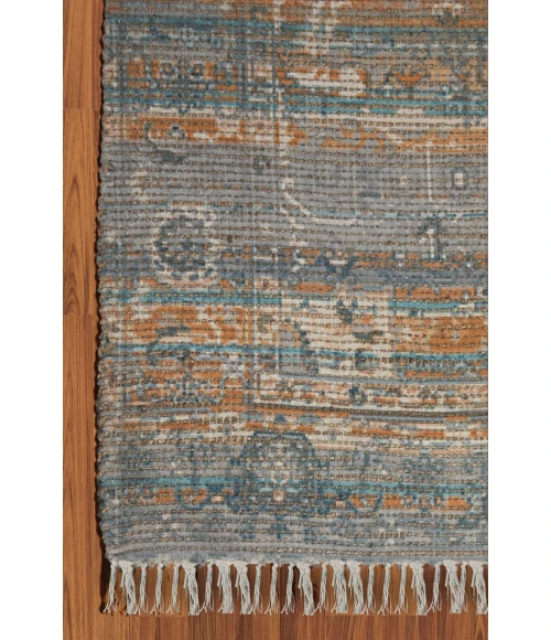 Amer Prairie Andover Blue/Orange Jute/Polyester Flatweave Area Rug 5'x7'6"