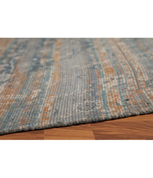Amer Prairie Andover Blue/Orange Jute/Polyester Flatweave Area Rug 5'x7'6"
