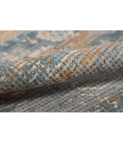 Amer Prairie Andover Blue/Orange Jute/Polyester Flatweave Area Rug 5'x7'6"