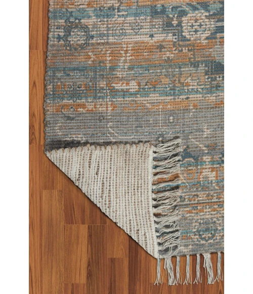Amer Prairie Andover Blue/Orange Jute/Polyester Flatweave Area Rug 5'x7'6"