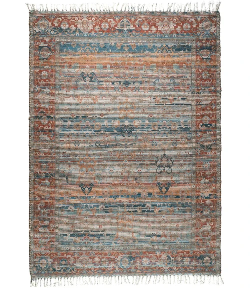 Amer Prairie Larson Blue/Red Jute/Polyester Flatweave Area Rug 3'6"x5'6"