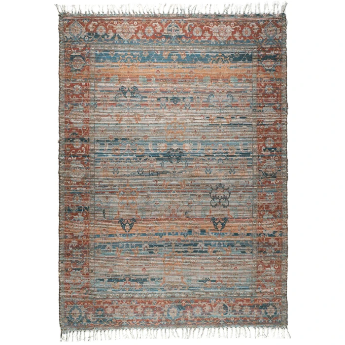 Amer Prairie Larson Blue/Red Jute/Polyester Flatweave Area Rug 3'6"x5'6"
