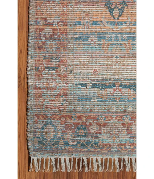 Amer Prairie Larson Blue/Red Jute/Polyester Flatweave Area Rug 3'6"x5'6"