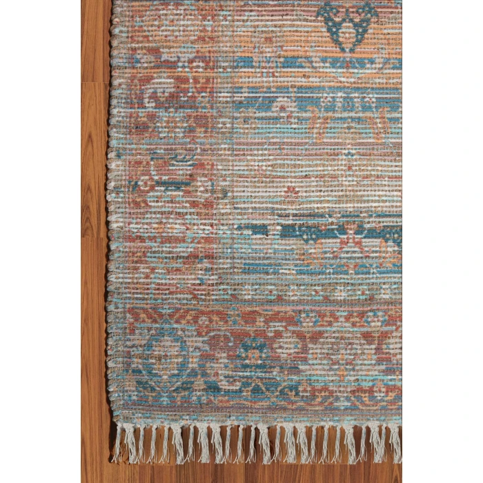 Amer Prairie Larson Blue/Red Jute/Polyester Flatweave Area Rug 3'6"x5'6"