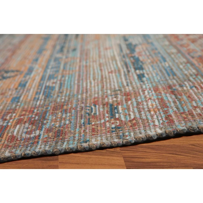 Amer Prairie Larson Blue/Red Jute/Polyester Flatweave Area Rug 3'6"x5'6"