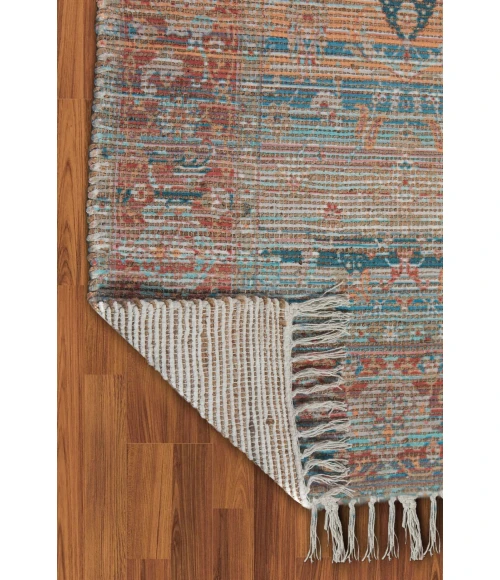 Amer Prairie Larson Blue/Red Jute/Polyester Flatweave Area Rug 3'6"x5'6"
