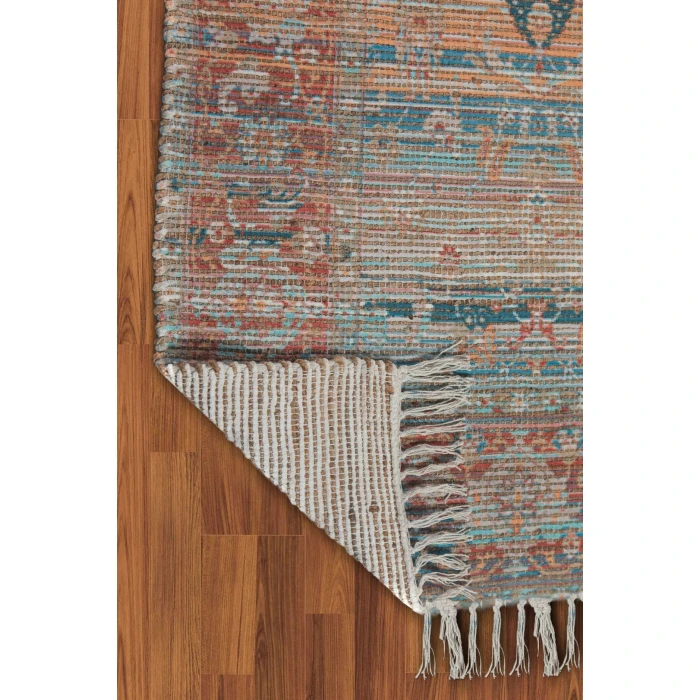 Amer Prairie Larson Blue/Red Jute/Polyester Flatweave Area Rug 3'6"x5'6"