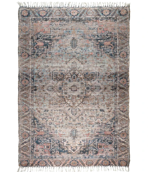 Amer Prairie Roeland Blue/Pink Jute/Polyester Flatweave Area Rug 5'x7'6"