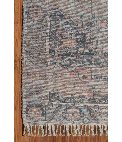 Amer Prairie Roeland Blue/Pink Jute/Polyester Flatweave Area Rug 5'x7'6"