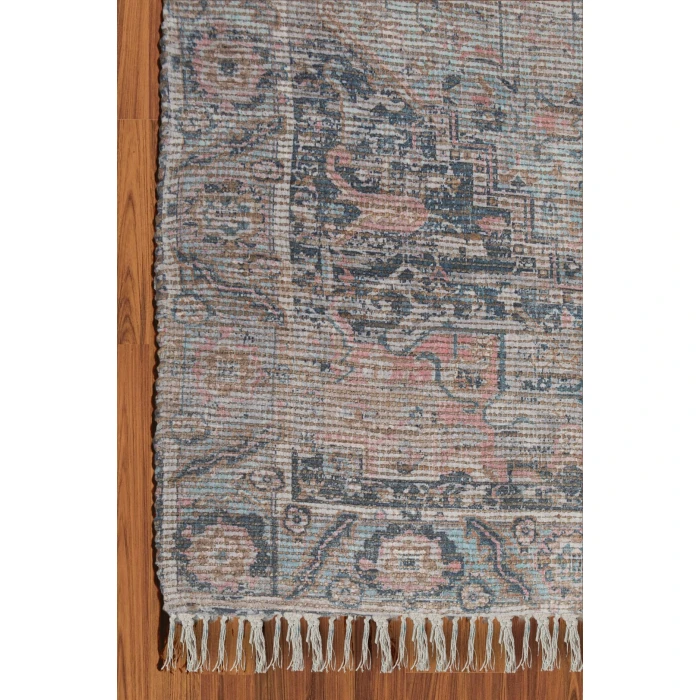 Amer Prairie Roeland Blue/Pink Jute/Polyester Flatweave Area Rug 2'x3'