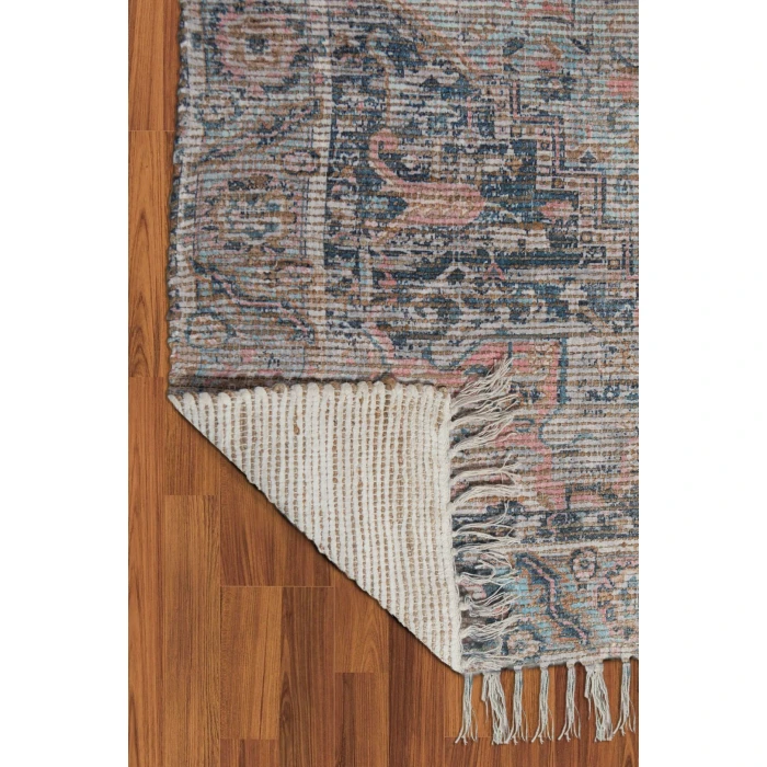 Amer Prairie Roeland Blue/Pink Jute/Polyester Flatweave Area Rug 2'x3'
