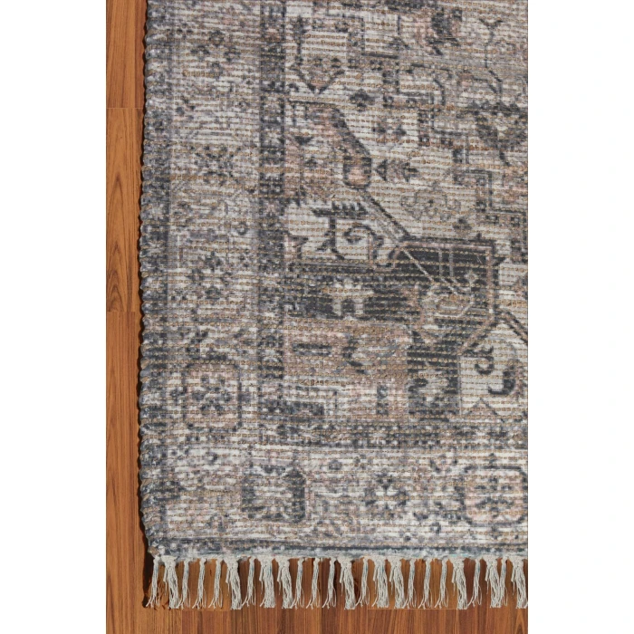 Amer Prairie Sprail Grey/Pink Jute/Polyester Flatweave Area Rug 2'x3'