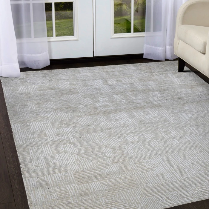 Amer Quartz Desoto Ivory Hand-Knotted Wool Blend Area Rug 9'x12'