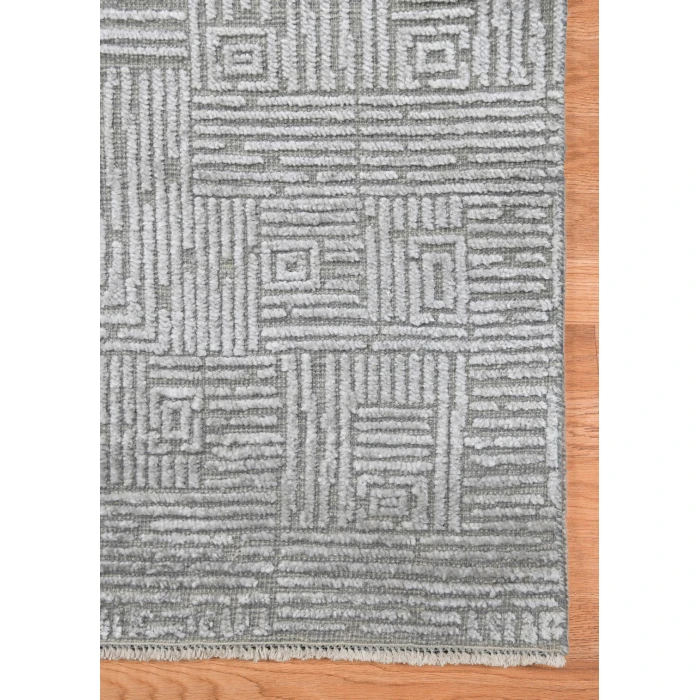 Amer Quartz Desoto Silver Hand-Knotted Wool Blend Area Rug 9'x12'
