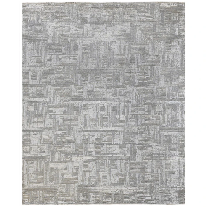 Amer Quartz Desoto Silver Hand-Knotted Wool Blend Area Rug 9'x12'