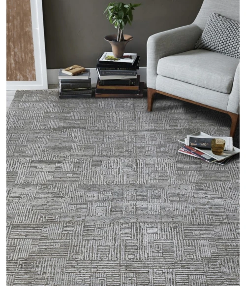 Amer Quartz Desoto Smoke Hand-Knotted Wool Blend Area Rug 9'x12'