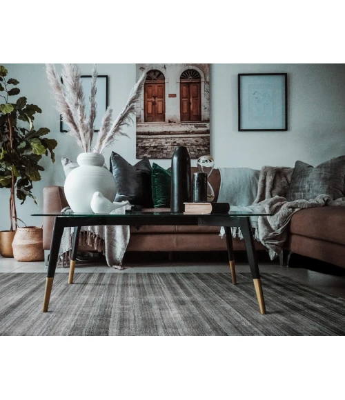 Amer Raffia Kinston Dark Gray Hand-woven Wool Blend Area Rug 2'x3'