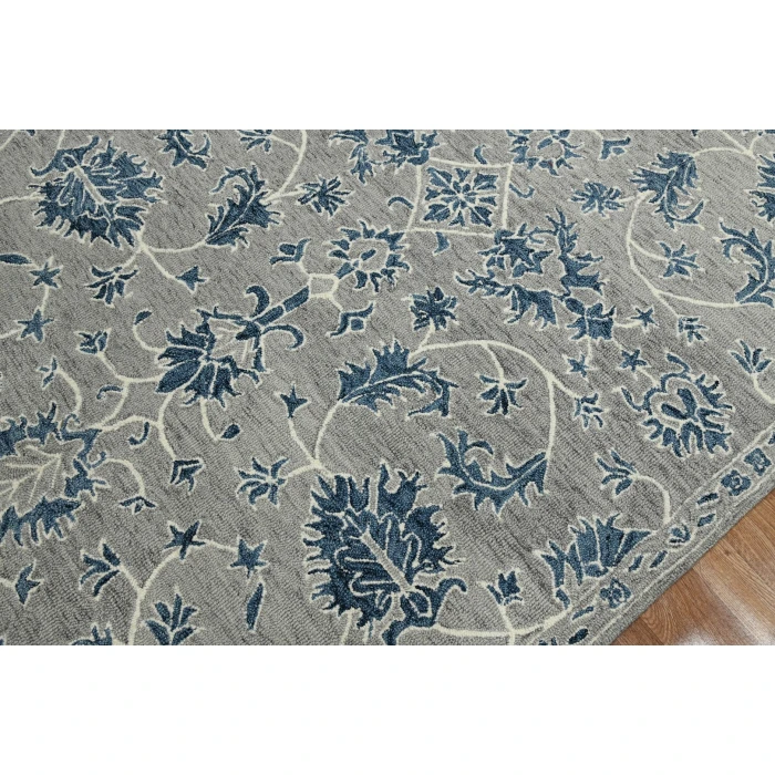 Amer Romania Hope Gray Hand-Hooked Wool Area Rug 5'x8'