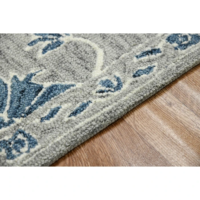 Amer Romania Hope Gray Hand-Hooked Wool Area Rug 5'x8'
