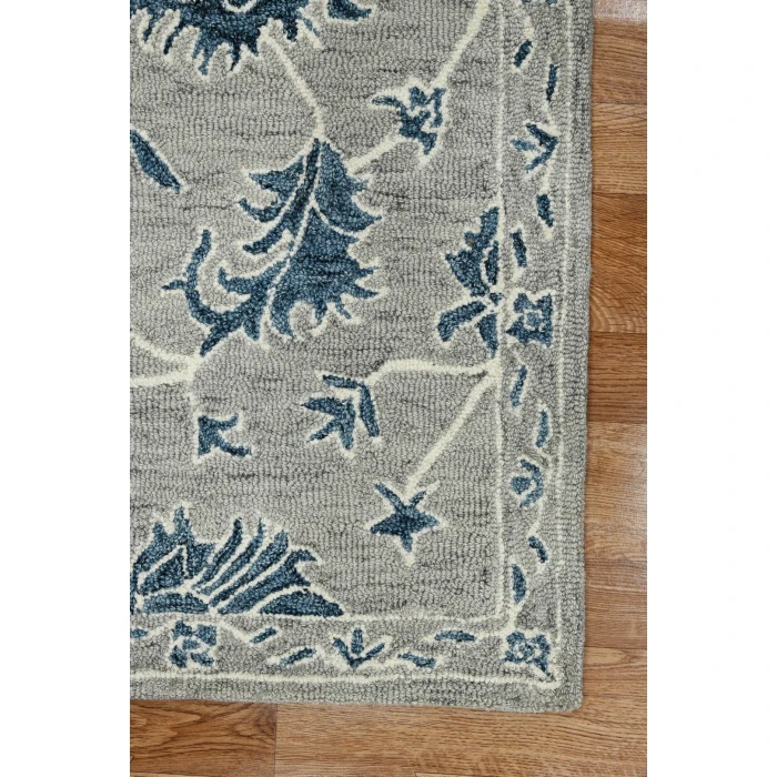 Amer Romania Hope Gray Hand-Hooked Wool Area Rug 5'x8'