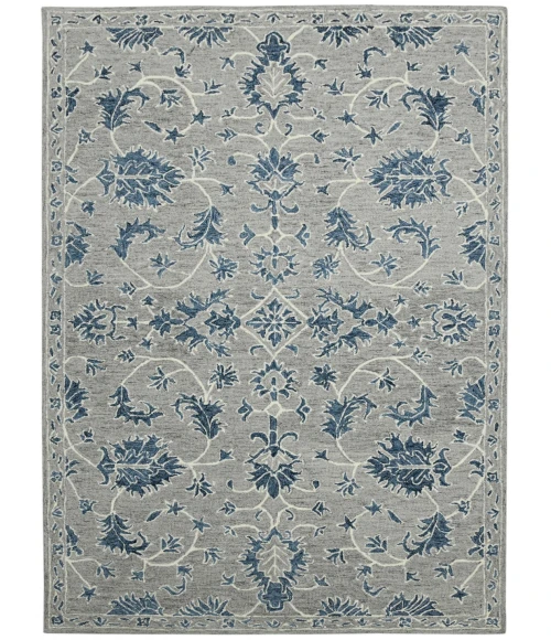 Amer Romania Hope Gray Hand-Hooked Wool Area Rug 5'x8'