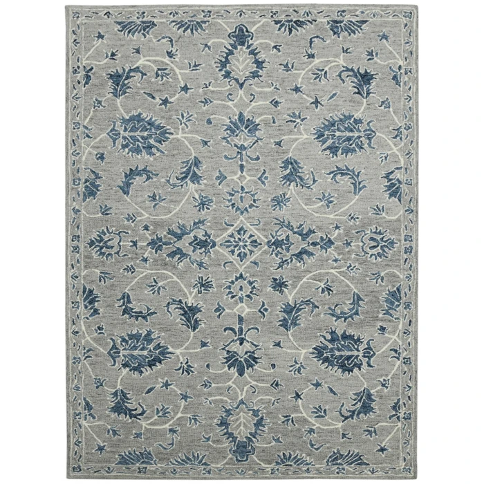 Amer Romania Hope Gray Hand-Hooked Wool Area Rug 5'x8'