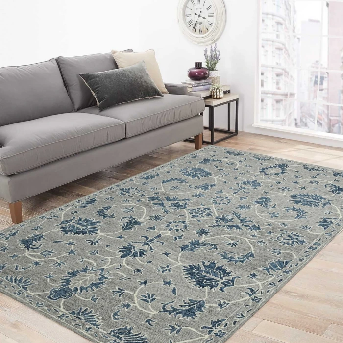 Amer Romania Hope Gray Hand-Hooked Wool Area Rug 5'x8'