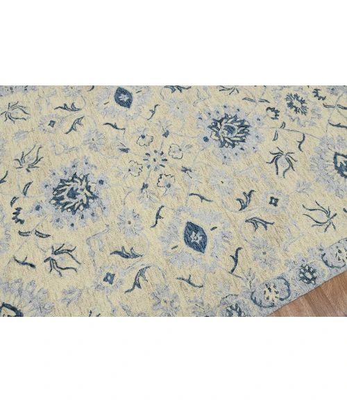Amer Romania Newburg Light Blue Hand-Hooked Wool Area Rug 5'x8'