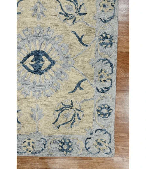 Amer Romania Newburg Light Blue Hand-Hooked Wool Area Rug 5'x8'